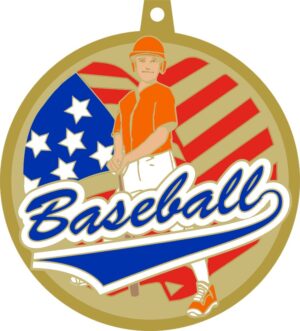 2.5" BASEBALL MEDAL-ANTIQUE GOLD