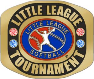 LLR-319 SALE-Little League TOURNAMENT Ring with Little League Softball Logo. Comes with a 25" CHAIN and Velvet Pouch. size 8