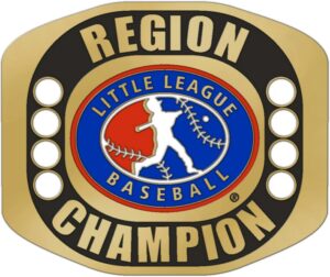 LLR-313 SALE-Little League REGION CHAMPION Ring With Little League Baseball Logo. Comes with 25" Chain and Velvet Pouch.  Size-10