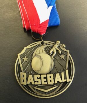 2.5"  3-D BASEBALL MEDAL-GOLD
