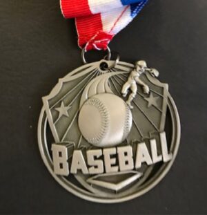 2.5"  3-D BASEBALL MEDAL-SILVER