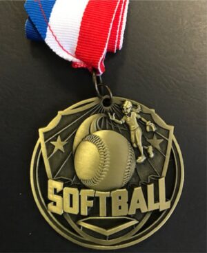 2.5"  3-D SOFTBALL MEDAL-GOLD