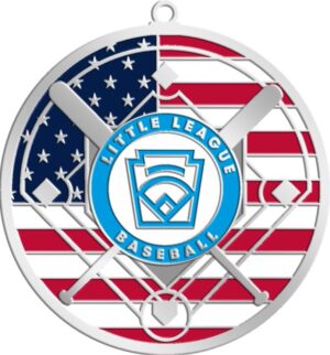 L-301-S L.L. BASEBALL FLAG MEDAL-SILVER