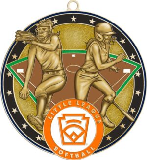 L-304-G LITTLE LEAGUE SOFTBALL MEDAL -GOLD